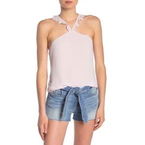 Naked Zebra Pink Ruffled Halter Neck Tank Top